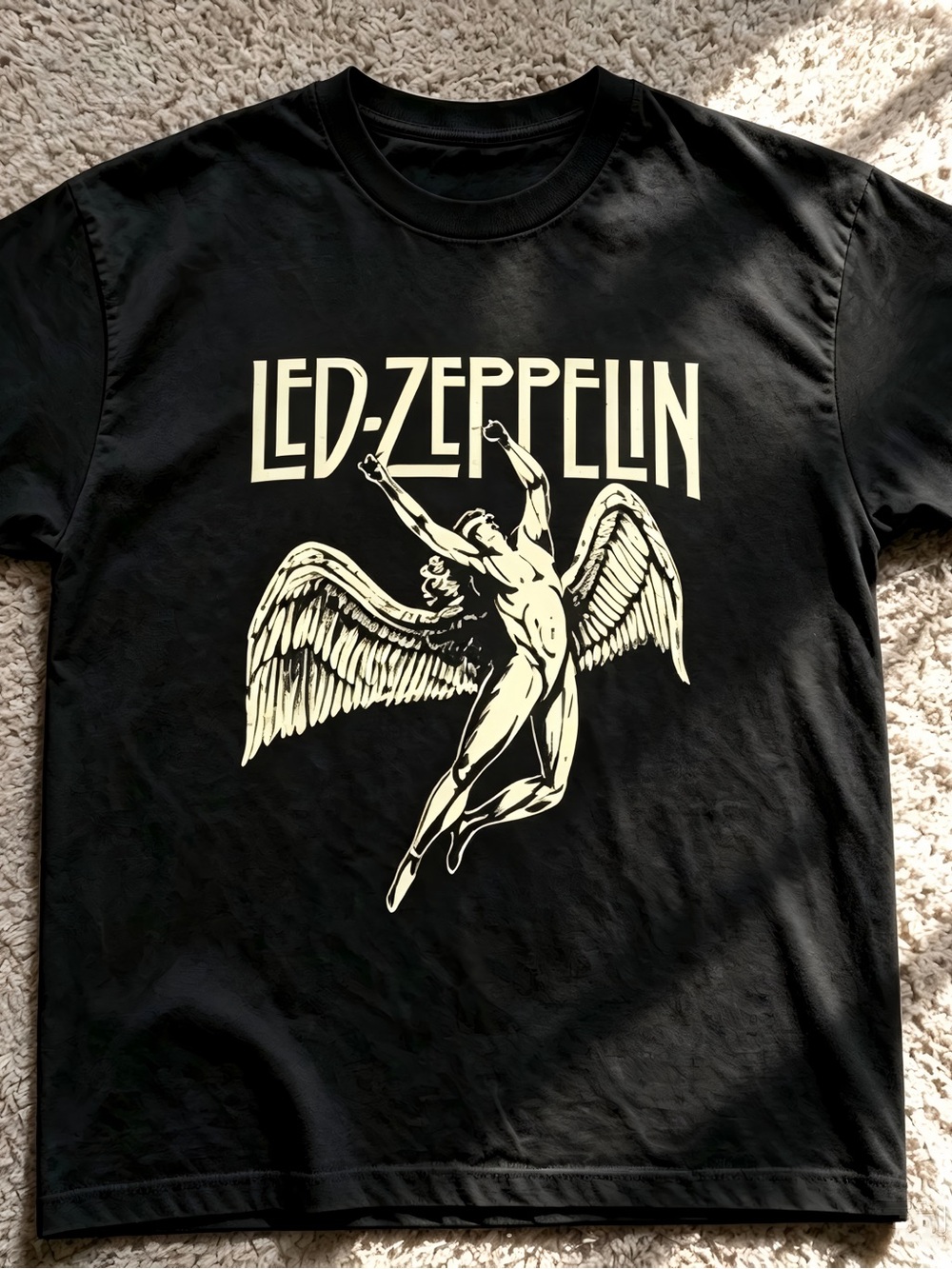 Vintage Winged Angel Classic Rock Black Graphic Womens Mens T-shirt Unisex